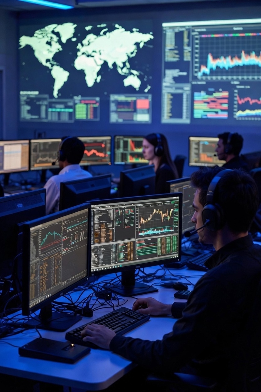 Security operations center analysts monitoring systems and alerts