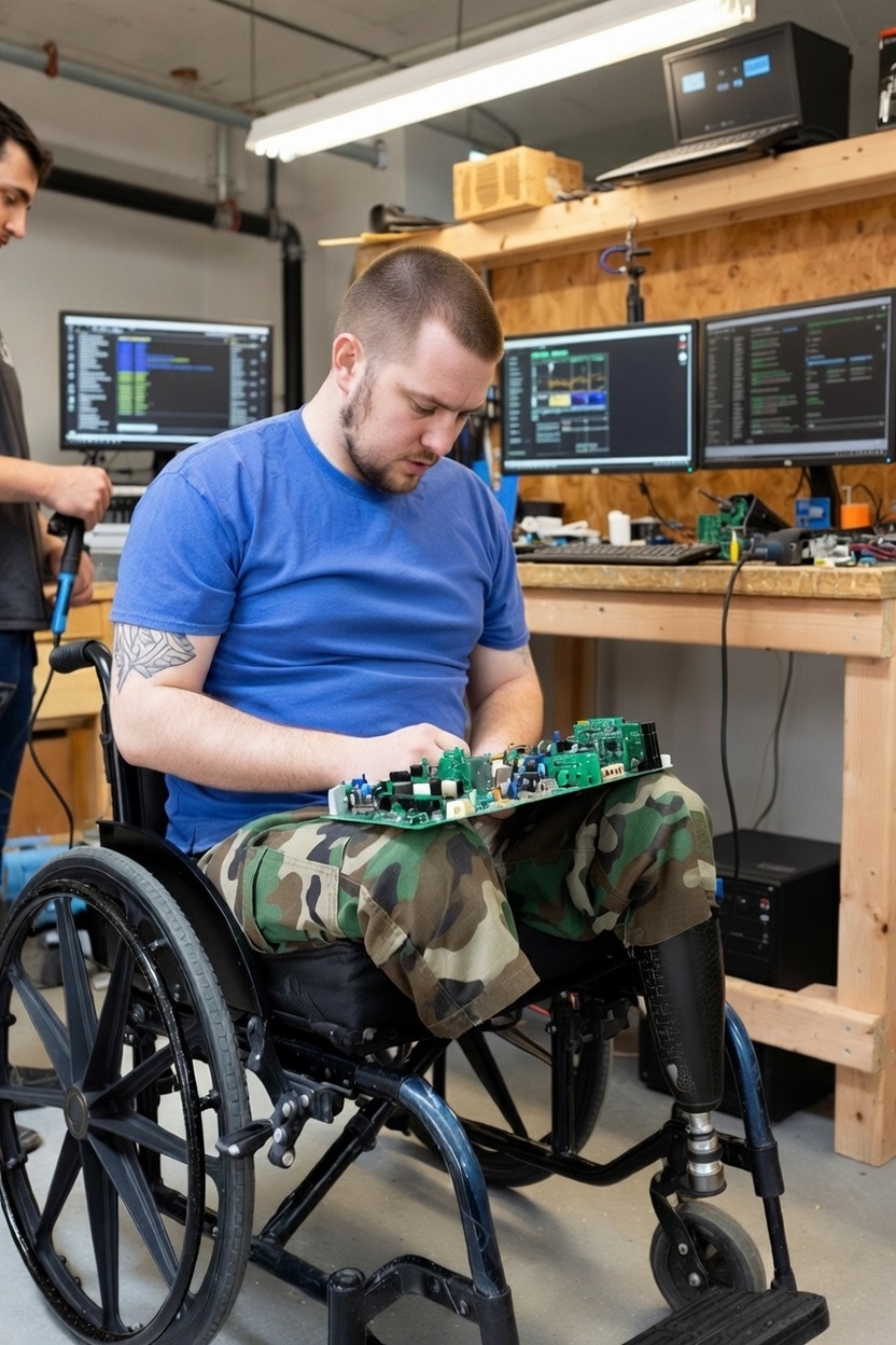 Technician using a multimeter inside an electrical control cabinet